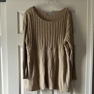 Free People Beige Ribbed Sweater